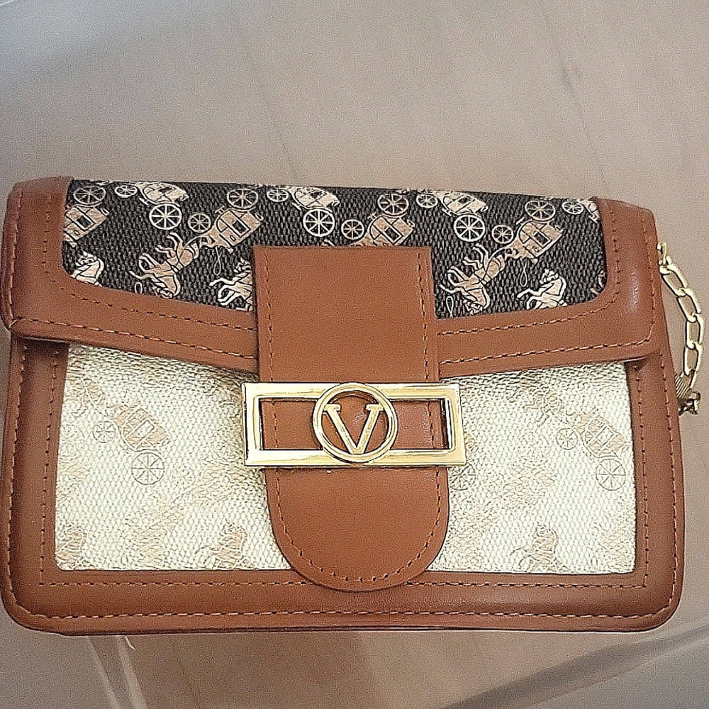 Brown and Cream Designer Women's Bag